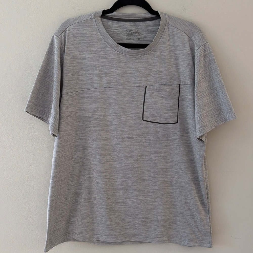 Outdoor Research Mens Heather Grey Performance Single Pocket T-Shirt Men Size XL